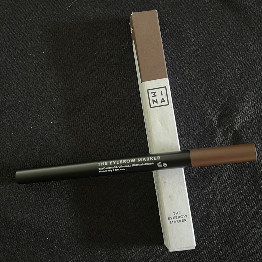 NIB 3ina Cosmetics The Eyebrow Marker Dual tips Brown #302 New Made in Italy